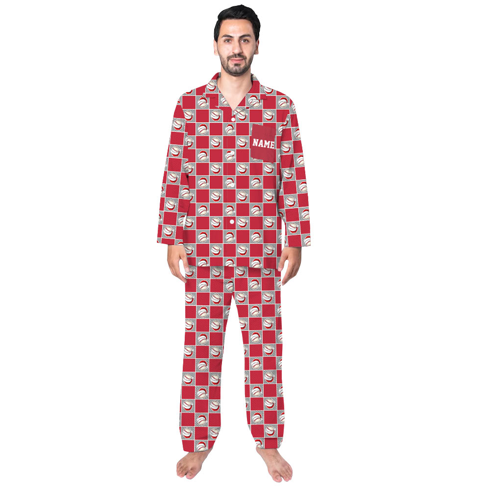 Bold Baseball Family Plaid Christmas Pajamas
