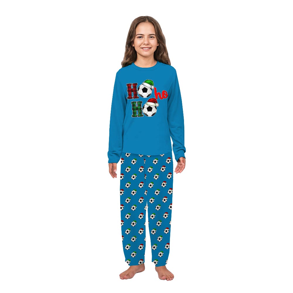 Ho Ho Ho Christmas Soccer Matching PJ Set With Dog Ho Ho Ho Christmas Soccer Matching PJ Set With Dog