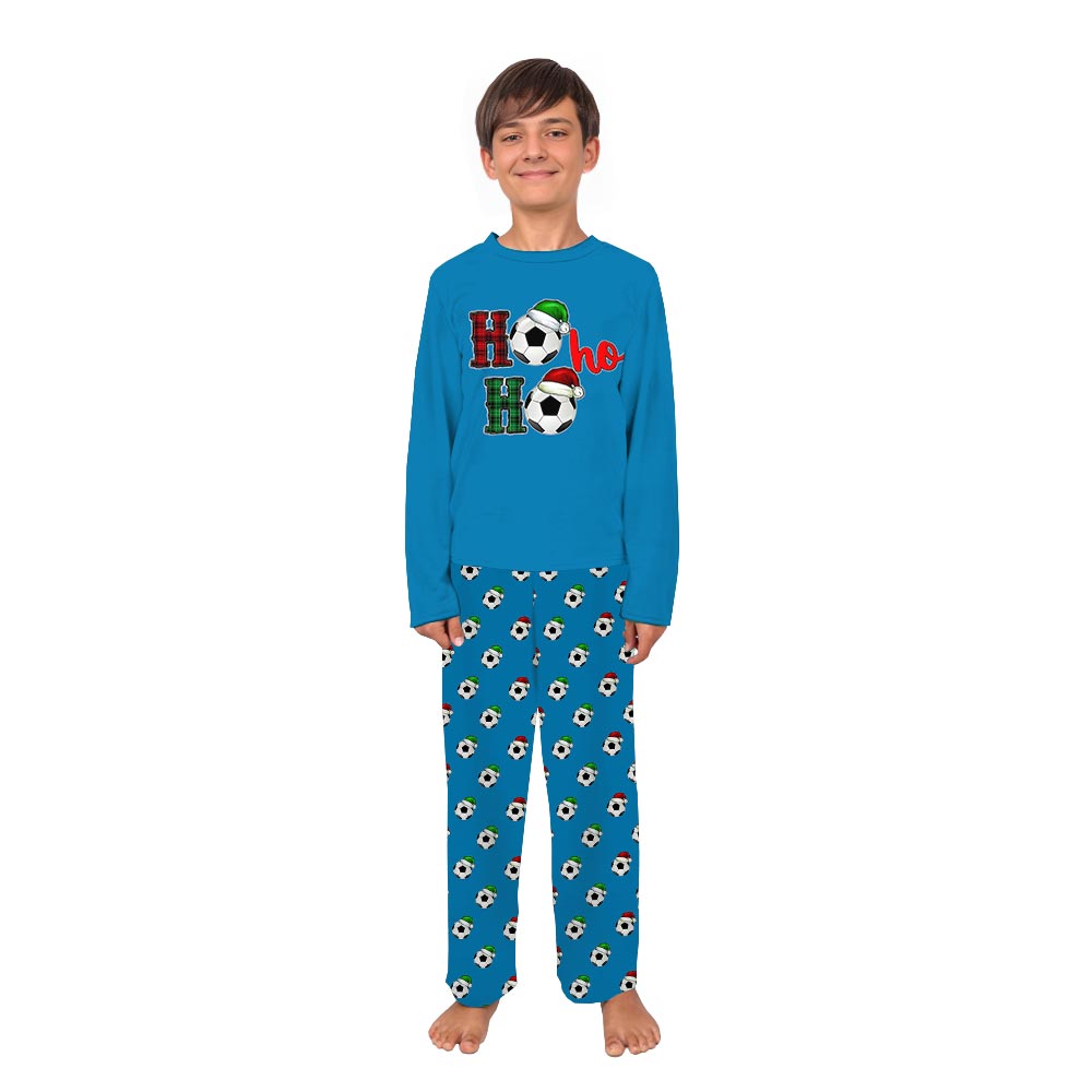 Ho Ho Ho Christmas Soccer Matching PJ Set With Dog Ho Ho Ho Christmas Soccer Matching PJ Set With Dog