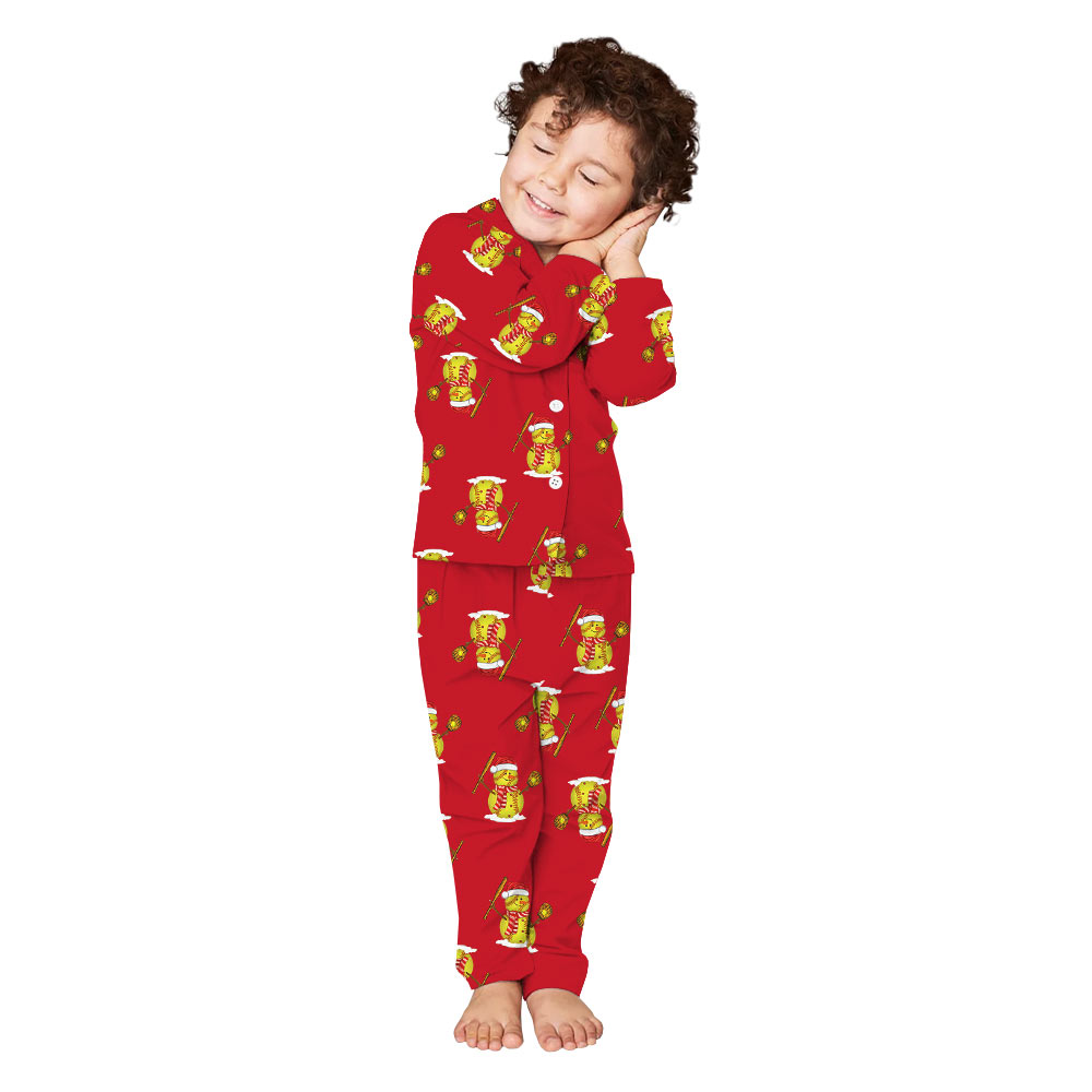 Festive Snowman Baseball Christmas Pajamas For Family Plus Size Festive Snowman Baseball Christmas Pajamas For Family Plus Size