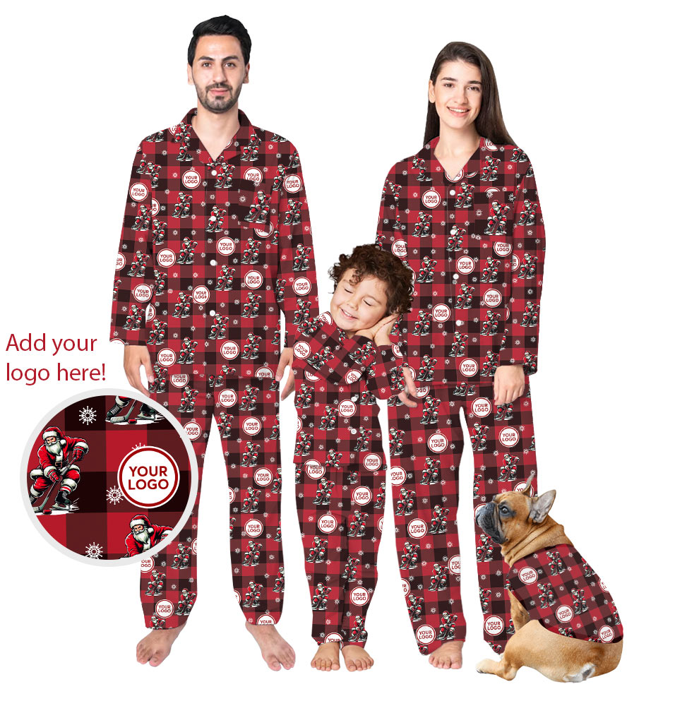 Bold Ice Hockey Team Santa Personalised Christmas Pjs Bold Ice Hockey Team Santa Personalised Christmas Pjs