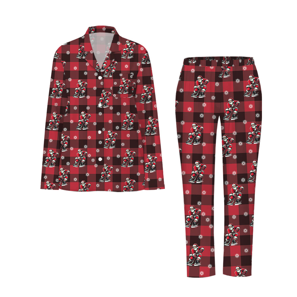 Bold Ice Hockey Team Santa Personalised Christmas Pjs Bold Ice Hockey Team Santa Personalised Christmas Pjs