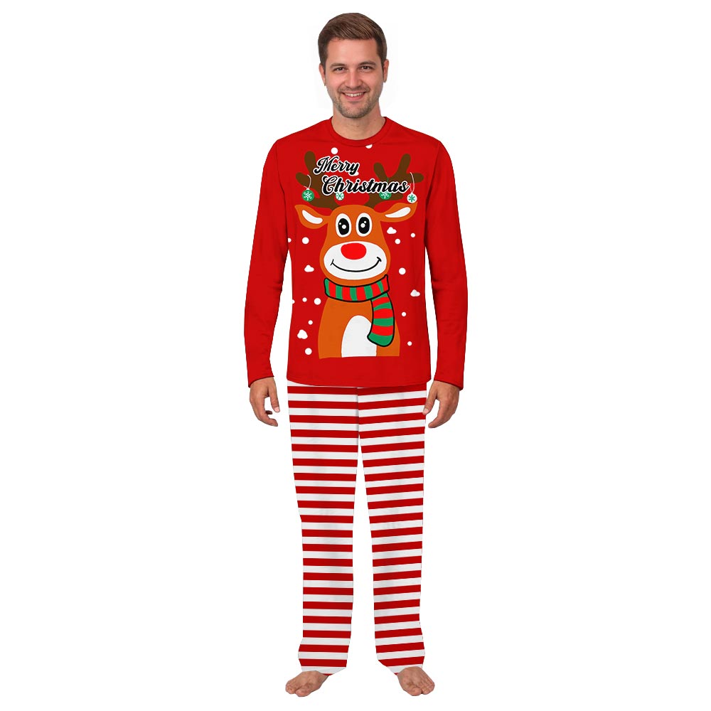 Merry Christmas Cute Reindeer Adult And Dog Matching Pajamas