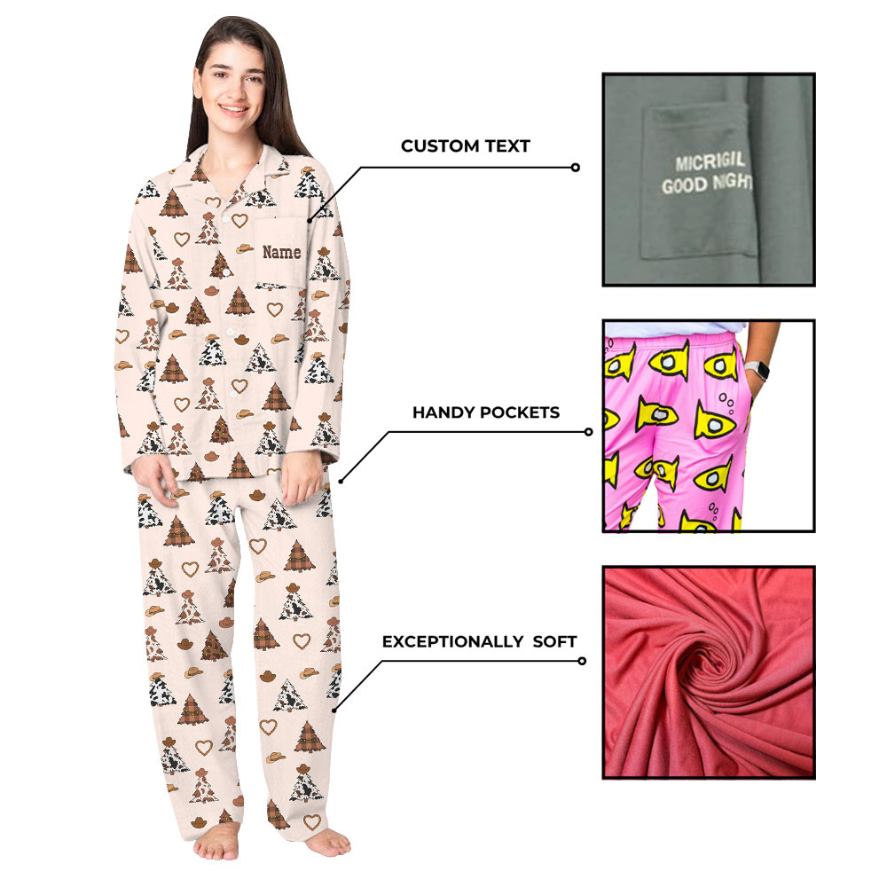 Personalized Cow Christmas Tree Family Christmas Pajamas Personalized Cow Christmas Tree Family Christmas Pajamas