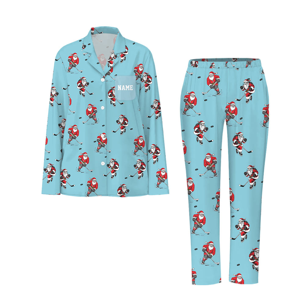 Exciting Plus size Christmas Pajamas With Hockey Santa Exciting Plus size Christmas Pajamas With Hockey Santa