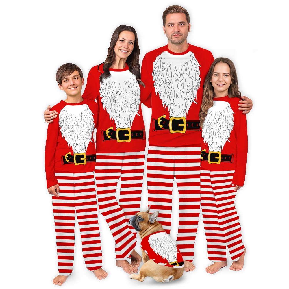 Funny Elf and Santa Set Christmas Pajamas Dog And Owner Funny Elf and Santa Set Christmas Pajamas Dog And Owner