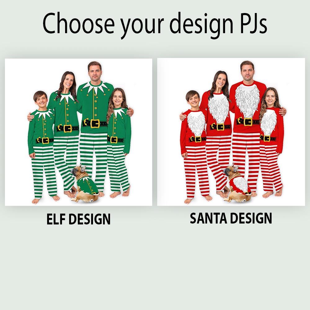 Funny Elf and Santa Set Christmas Pajamas Dog And Owner Funny Elf and Santa Set Christmas Pajamas Dog And Owner