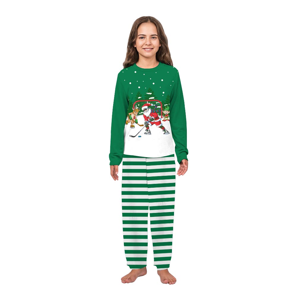 Festive Santa Playing Hockey Christmas Family And Dog Pyjamas Festive Santa Playing Hockey Christmas Family And Dog Pyjamas