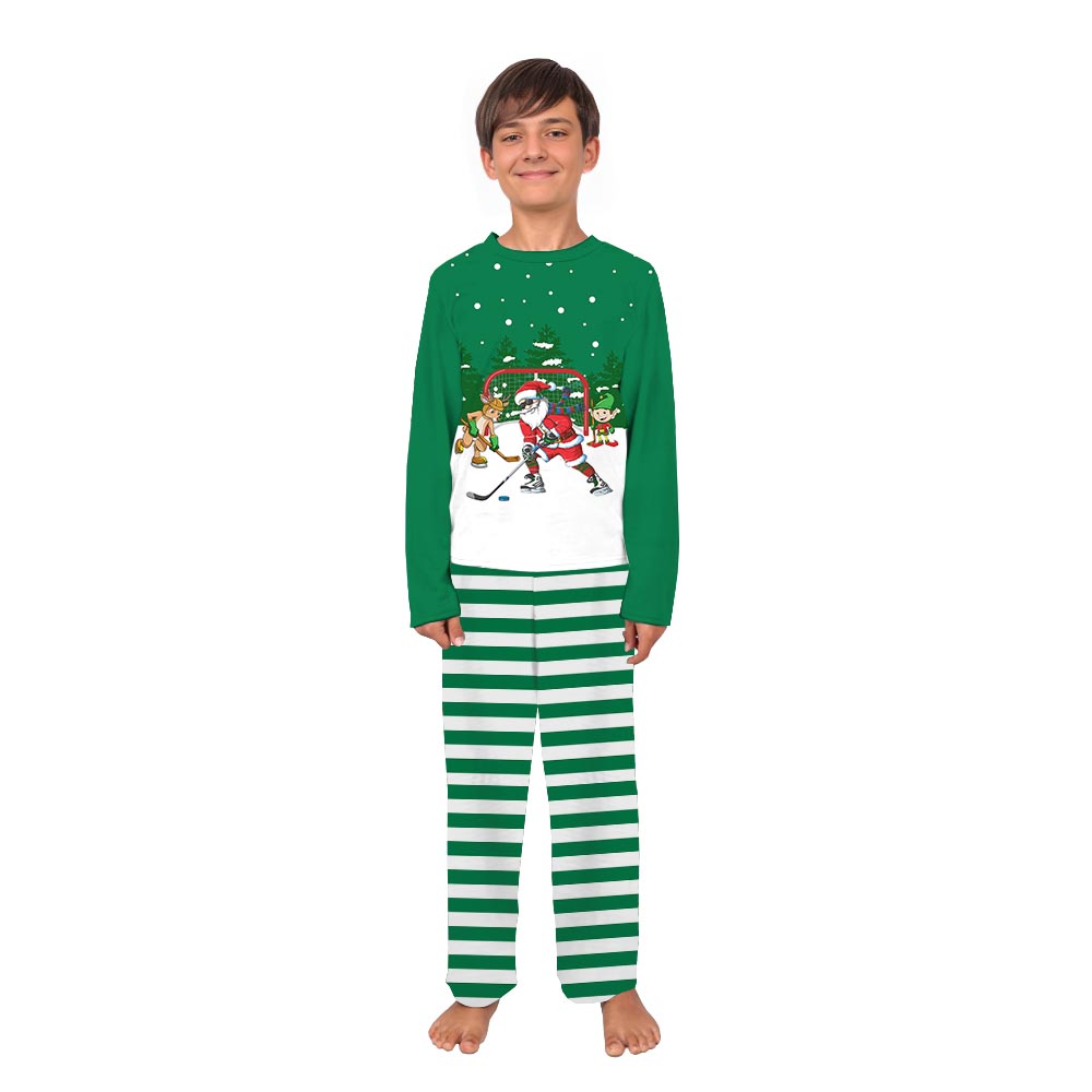 Festive Santa Playing Hockey Christmas Family And Dog Pyjamas Festive Santa Playing Hockey Christmas Family And Dog Pyjamas