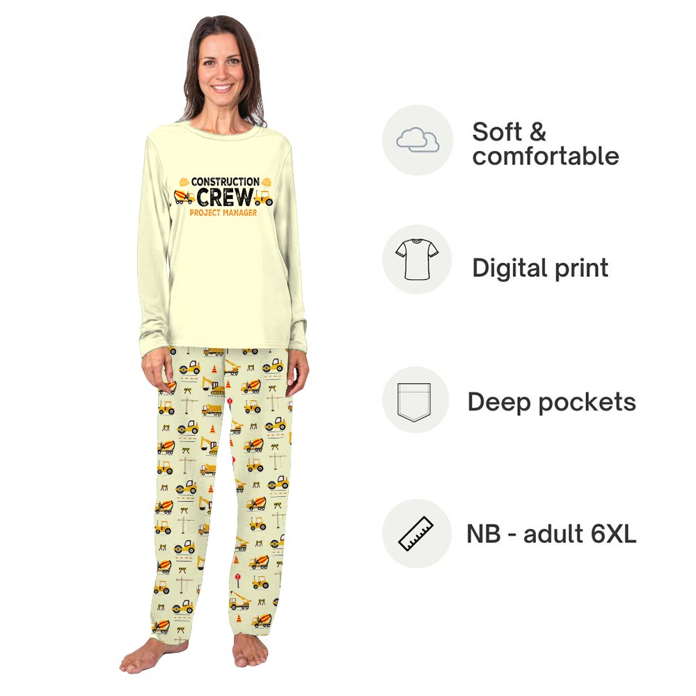 Funny Construction Crew Family Personalized Pajamas Funny Construction Crew Family Personalized Pajamas