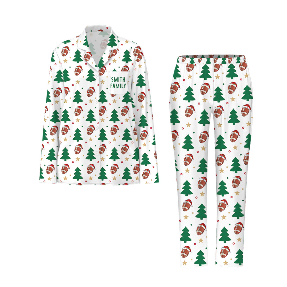 Festive Matching Family Football Christmas Pajamas Festive Matching Family Football Christmas Pajamas