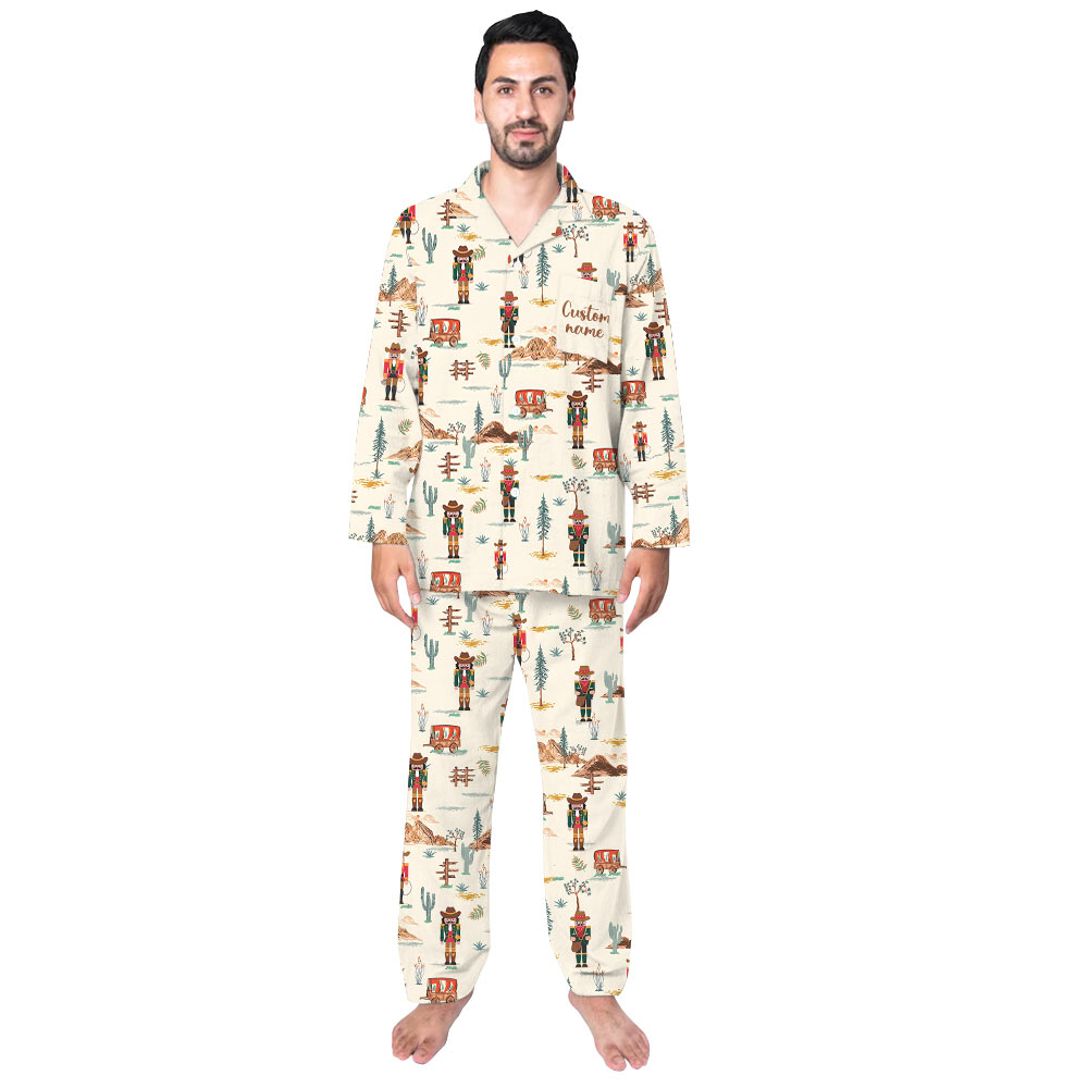 New Personalized Cowboy Nutcracker Christmas Pajamas Matching Dog New Personalized Cowboy Nutcracker Christmas Pajamas Matching Dog