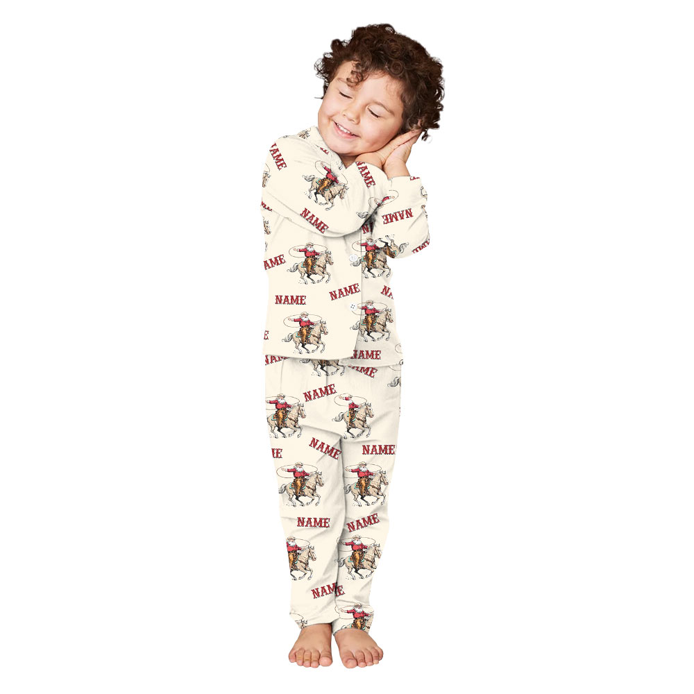 Bold Western Cowboy Santa Matching Family Pajamas Bold Western Cowboy Santa Matching Family Pajamas