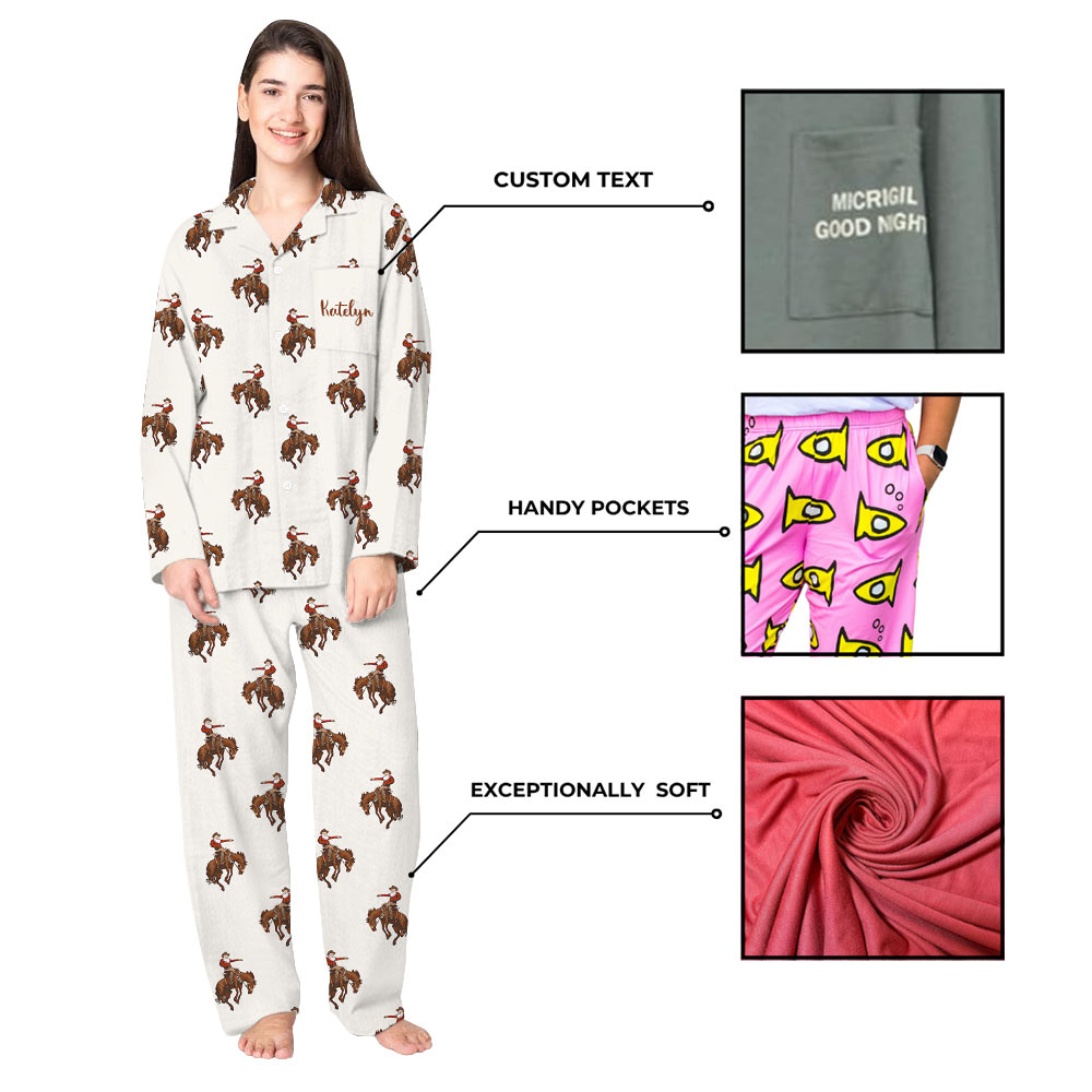 Bold Western Family Christmas Pajamas With Custom Name Bold Western Family Christmas Pajamas With Custom Name