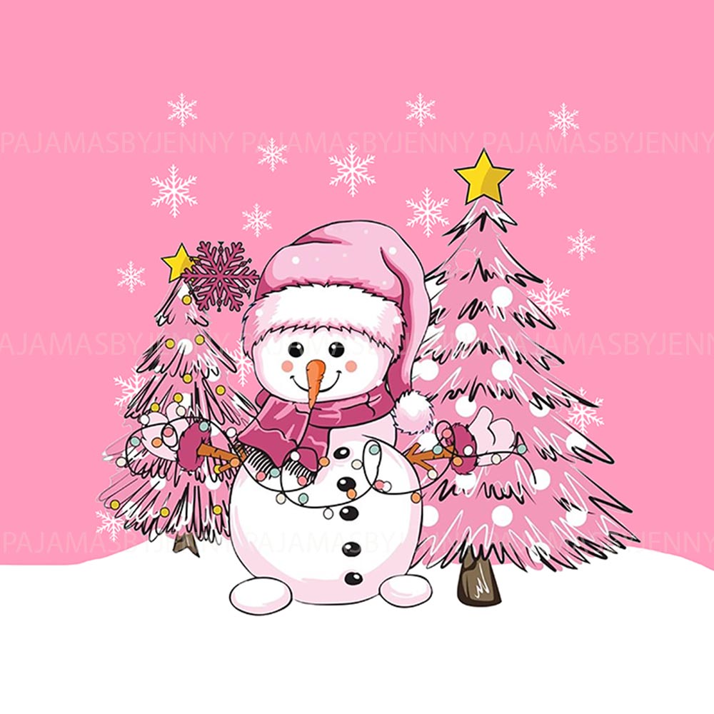 Pink Snowman and Christmas Tree 3D Family Pyjamas With Dog Pink Snowman and Christmas Tree 3D Family Pyjamas With Dog