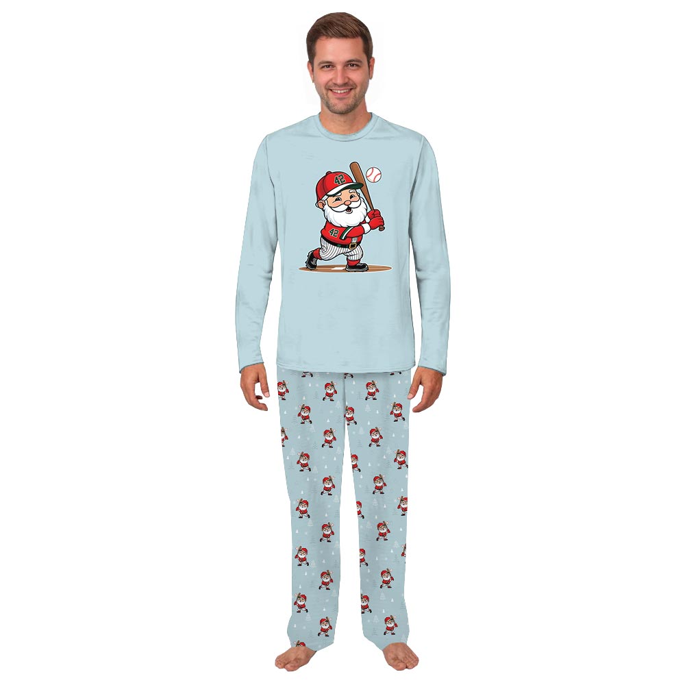 Santa Playing Baseball Christmas Matching Pajama Set Dog Santa Playing Baseball Christmas Matching Pajama Set Dog