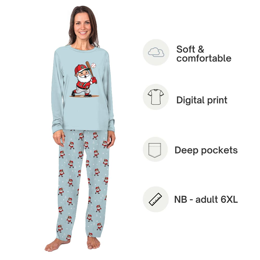 Santa Playing Baseball Christmas Matching Pajama Set Dog Santa Playing Baseball Christmas Matching Pajama Set Dog