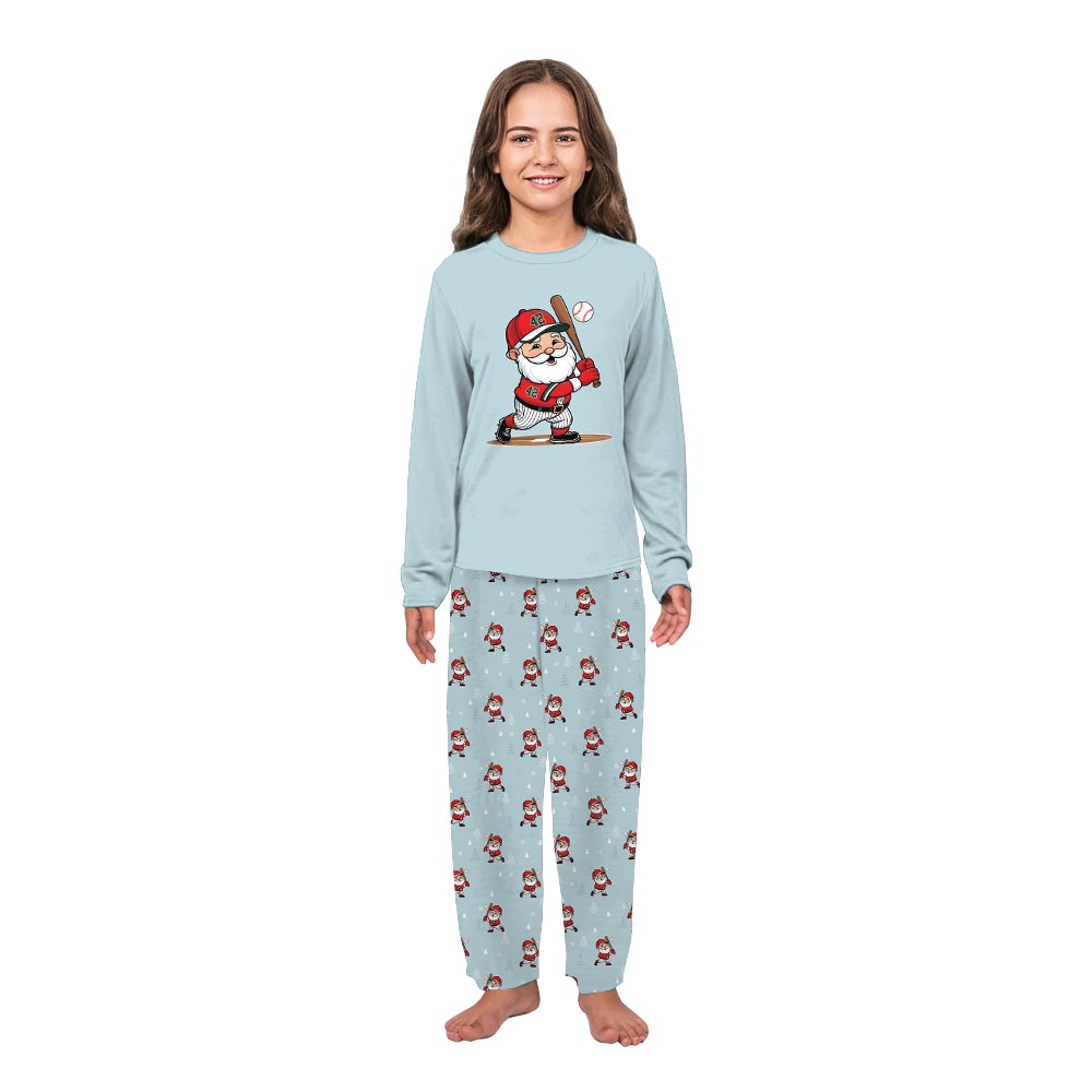 Santa Playing Baseball Christmas Matching Pajama Set Dog Santa Playing Baseball Christmas Matching Pajama Set Dog