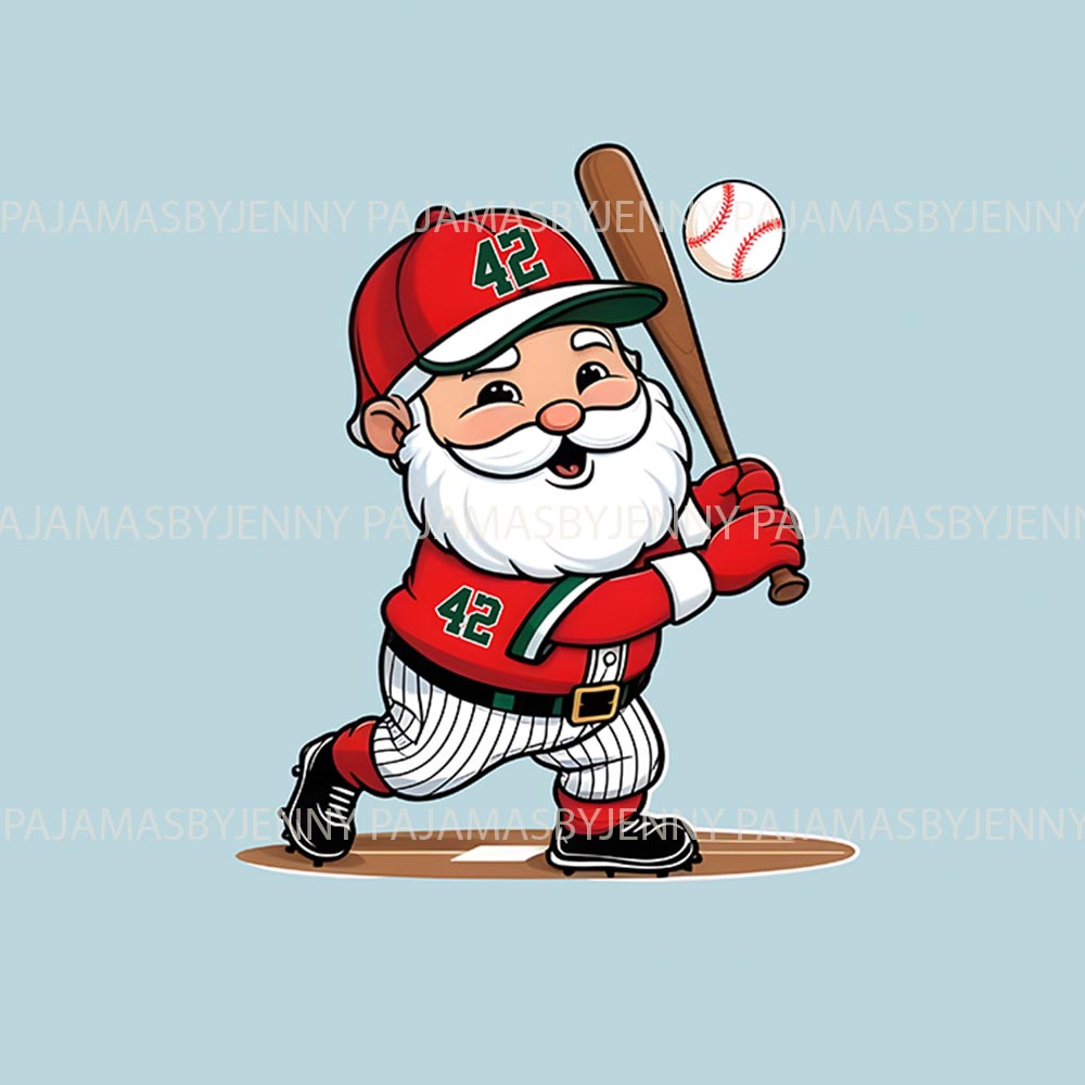 Santa Playing Baseball Christmas Matching Pajama Set Dog Santa Playing Baseball Christmas Matching Pajama Set Dog