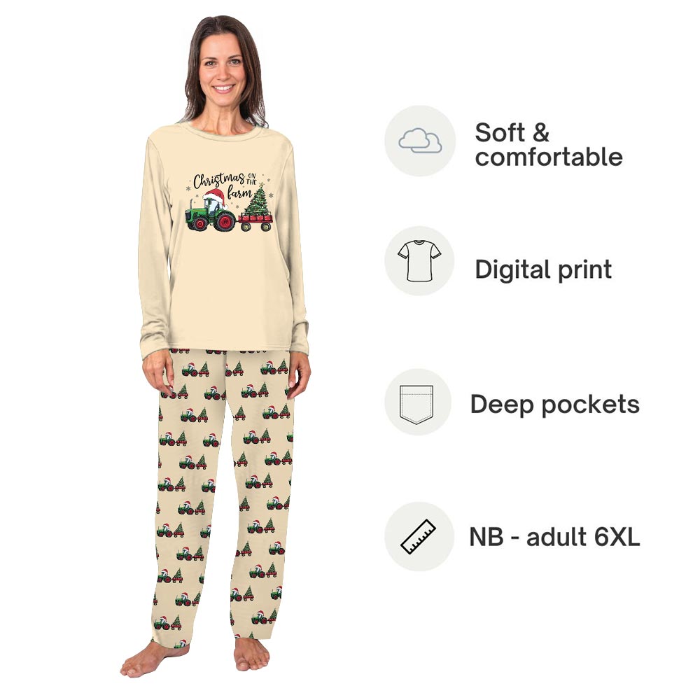 Funny Christmas Tractor Family Matching Pajamas Christmas With Dog