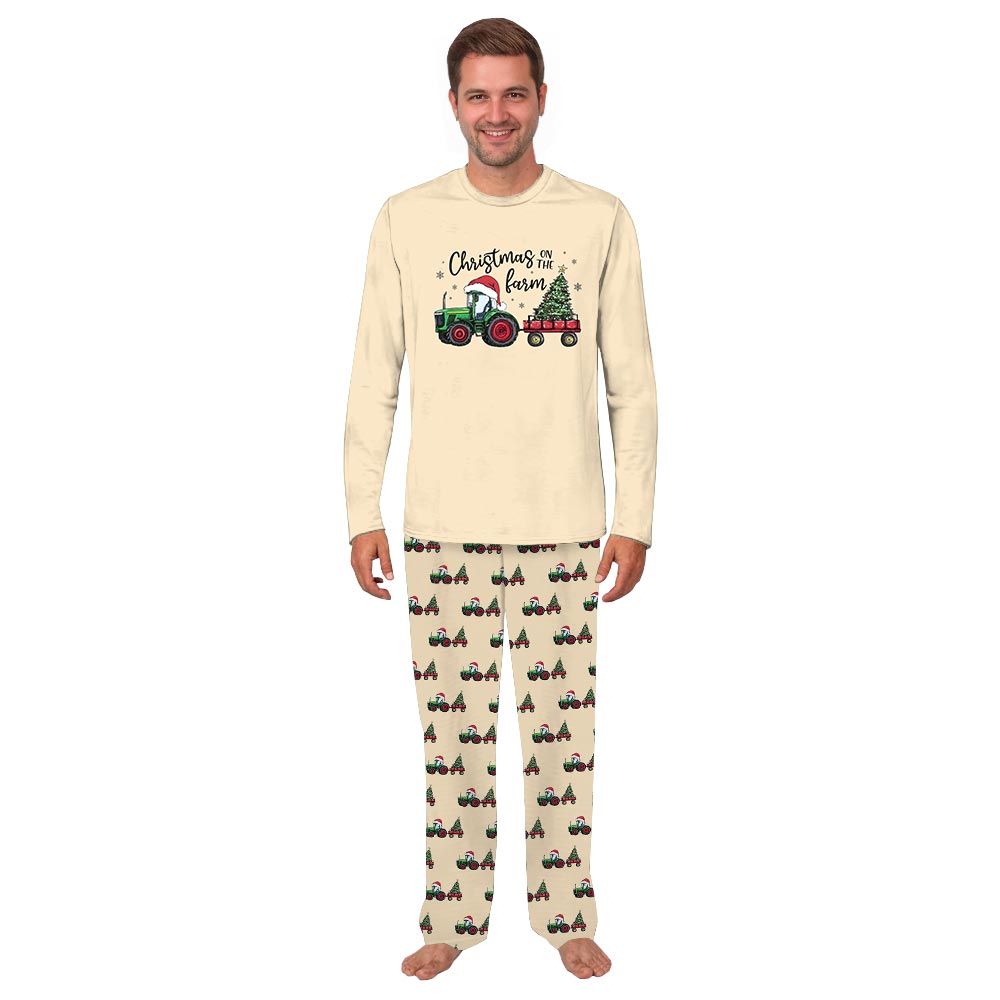 Funny Christmas Tractor Family Matching Pajamas Christmas With Dog