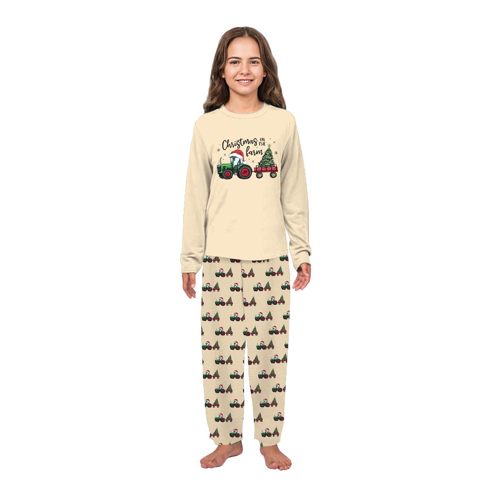 Funny Christmas Tractor Family Matching Pajamas Christmas With Dog