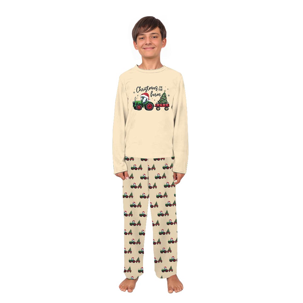 Funny Christmas Tractor Family Matching Pajamas Christmas With Dog