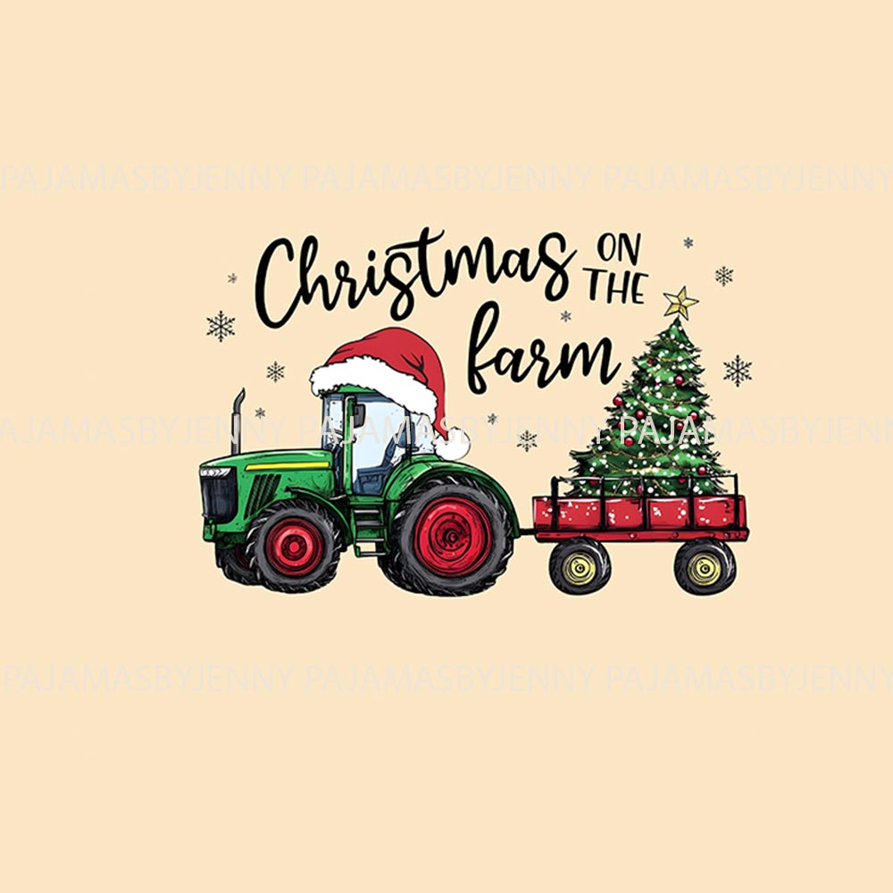 Funny Christmas Tractor Family Matching Pajamas Christmas With Dog