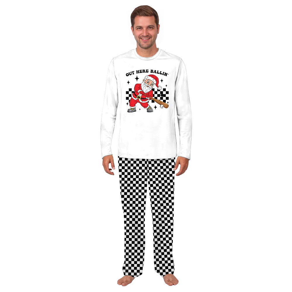 White Santa's Out Here Ballin' Matching Pj Sets Family And Dog White Santa's Out Here Ballin' Matching Pj Sets Family And Dog