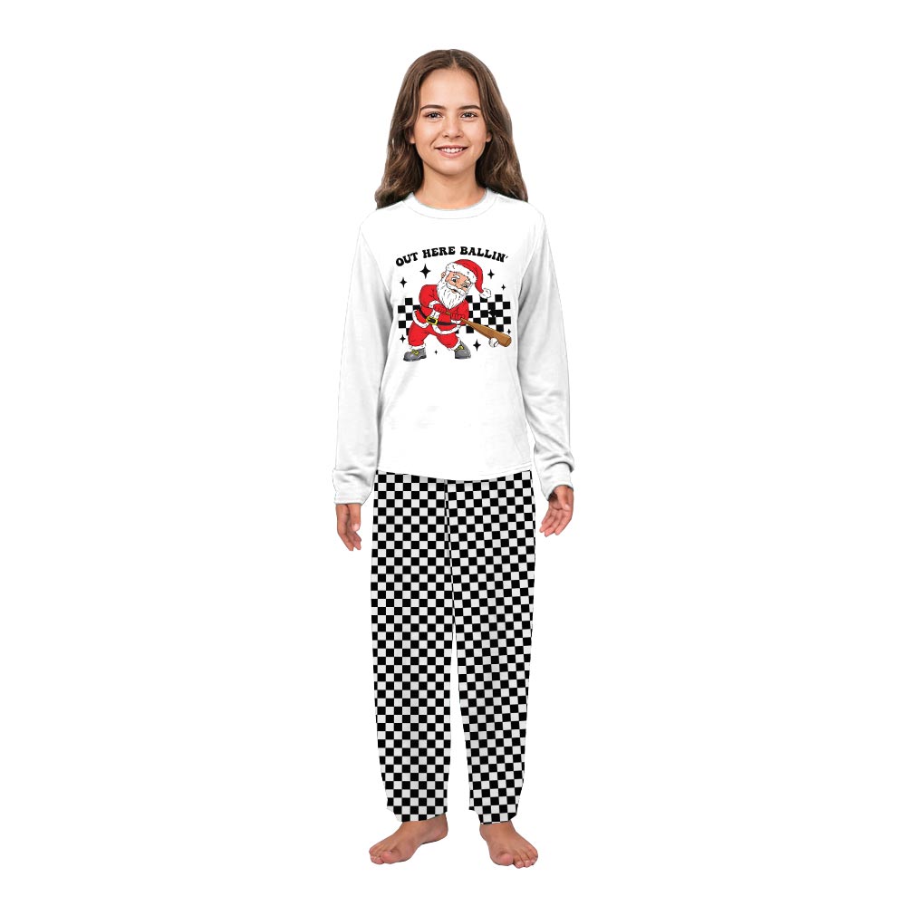White Santa's Out Here Ballin' Matching Pj Sets Family And Dog White Santa's Out Here Ballin' Matching Pj Sets Family And Dog