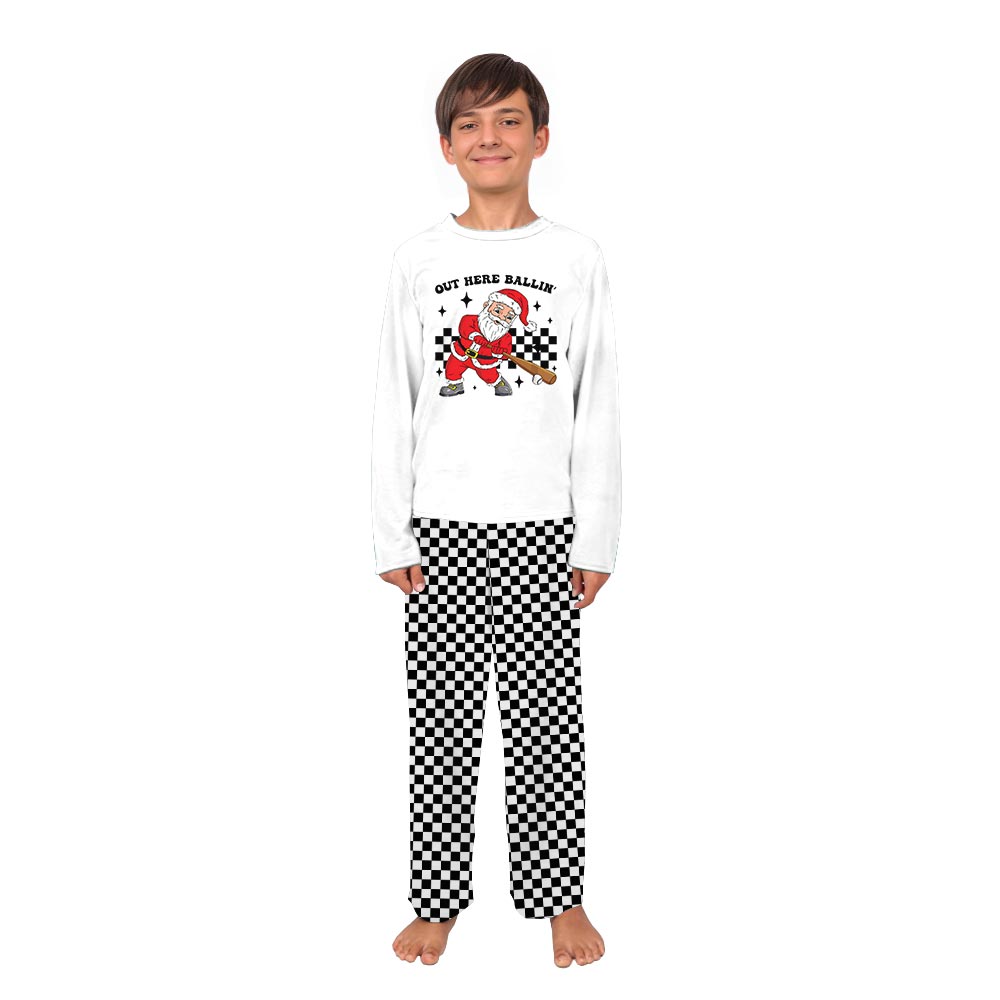 White Santa's Out Here Ballin' Matching Pj Sets Family And Dog White Santa's Out Here Ballin' Matching Pj Sets Family And Dog