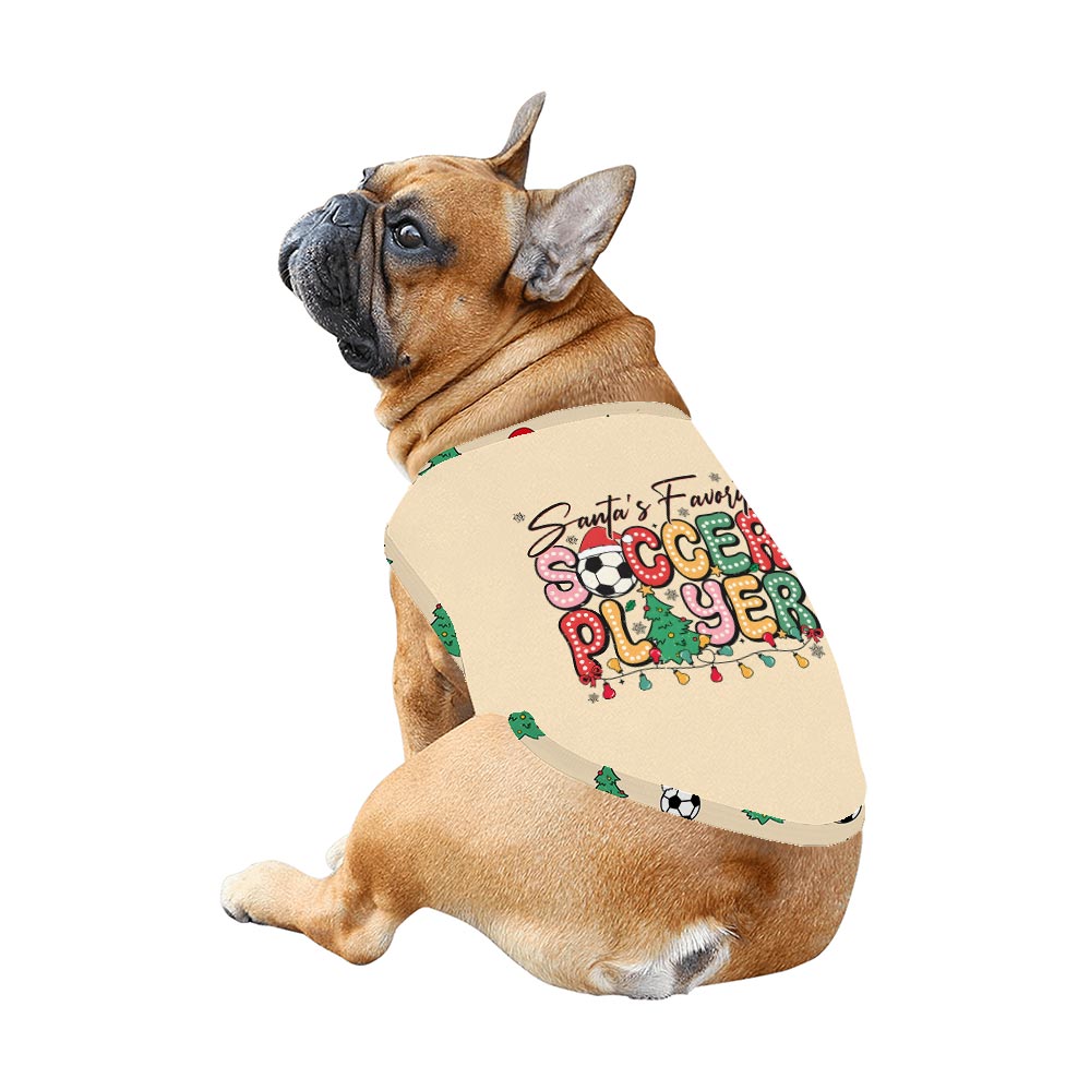 Colorful Santa's Favorite Soccer Player Quote Family Jammies With Dog