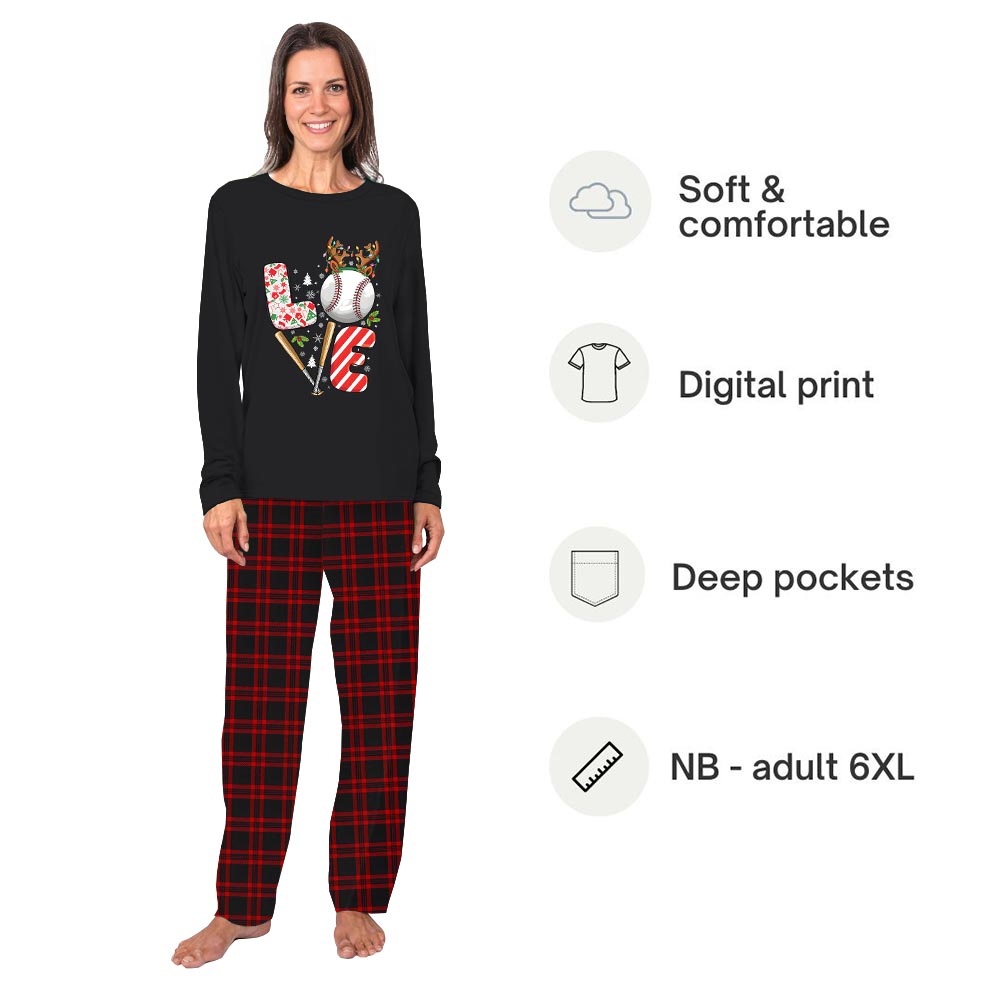Love and Baseball Matching Christmas Pajamas And Dog Love and Baseball Matching Christmas Pajamas And Dog