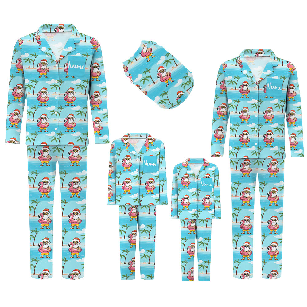 Funny Summer Santa Family Christmas Pajamas Funny Summer Santa Family Christmas Pajamas