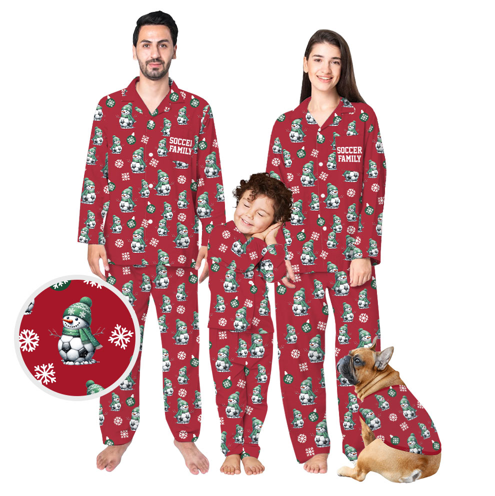 Bold and Bright Burgundy Soccer Christmas Pajamas For Family Bold and Bright Burgundy Soccer Christmas Pajamas For Family