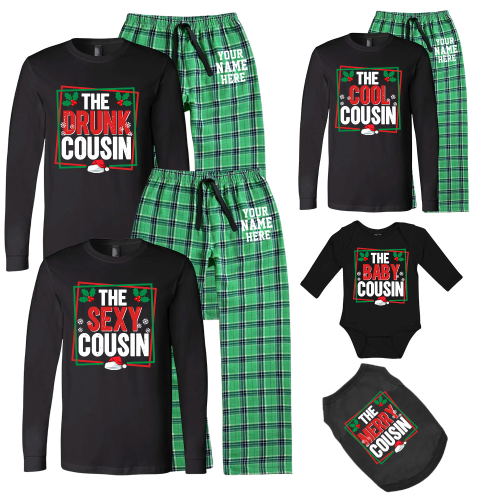 Personalized Cousin Crew Matching Cotton Christmas Pajamas Personalized Cousin Crew Matching Cotton Christmas Pajamas
