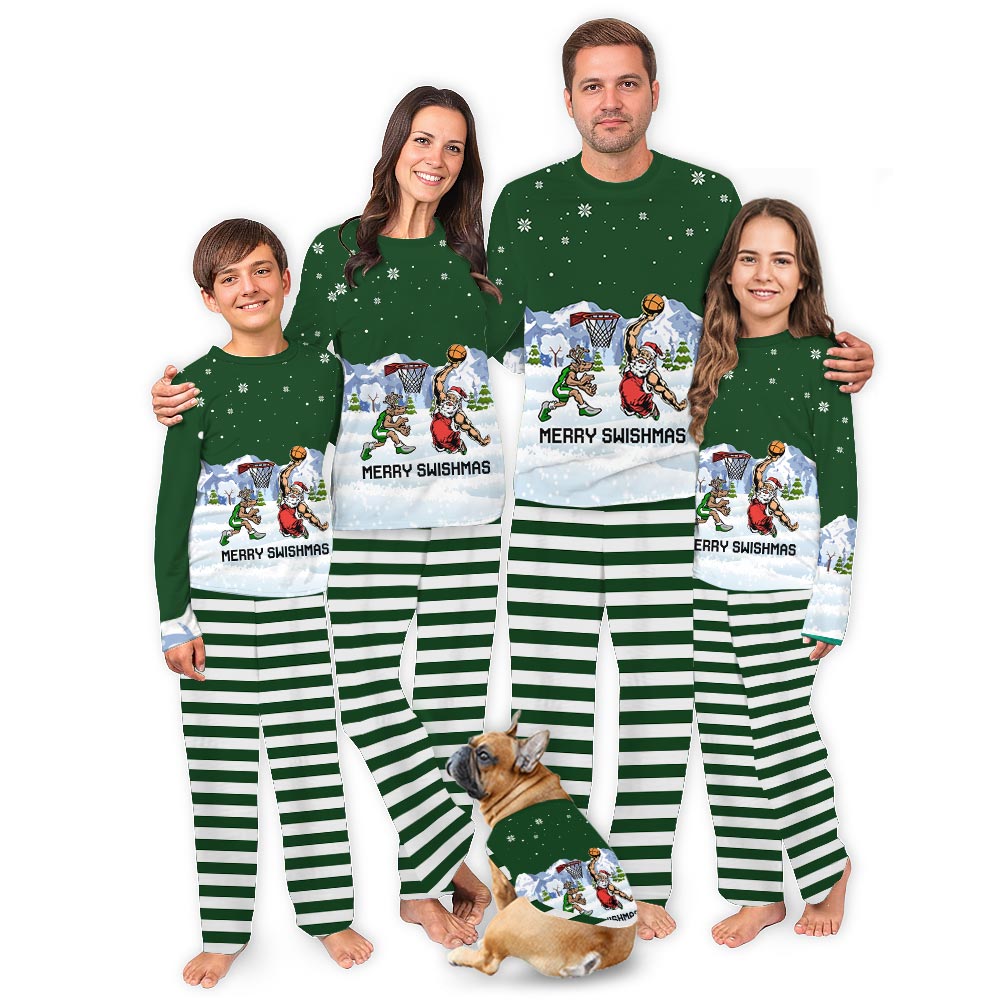 3D Basketball Merry Swishmas Matching Pajama Set Dog 3D Basketball Merry Swishmas Matching Pajama Set Dog