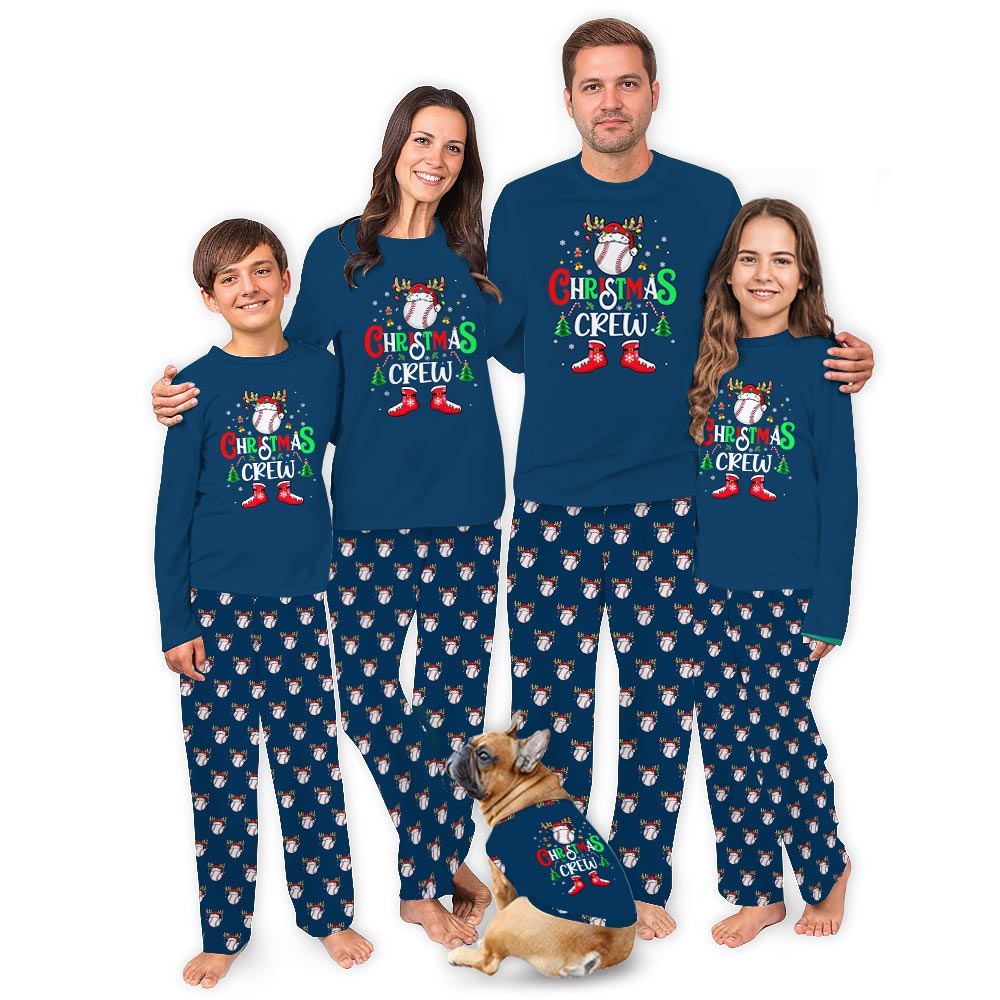 Funny Christmas Crew Baseball Matching Family Christmas Pyjamas Dog Funny Christmas Crew Baseball Matching Family Christmas Pyjamas Dog