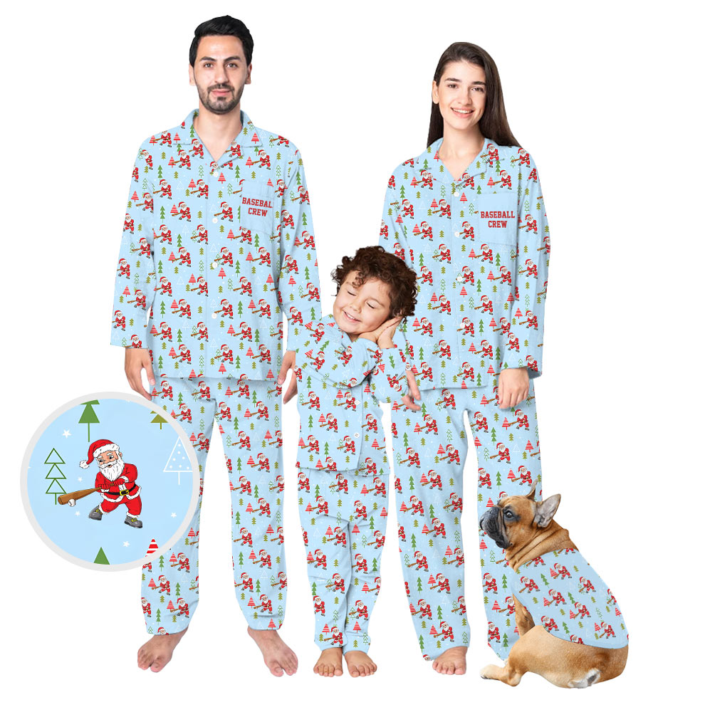 Funny Baseball Santa Personalized Christmas Pajamas Funny Baseball Santa Personalized Christmas Pajamas