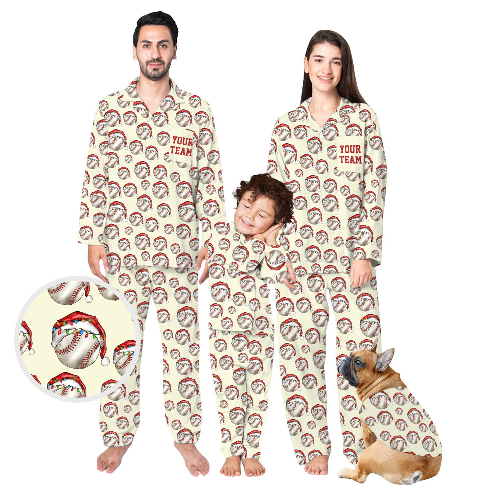 Obsession Baseball Christmas Family Pajamas And Dog