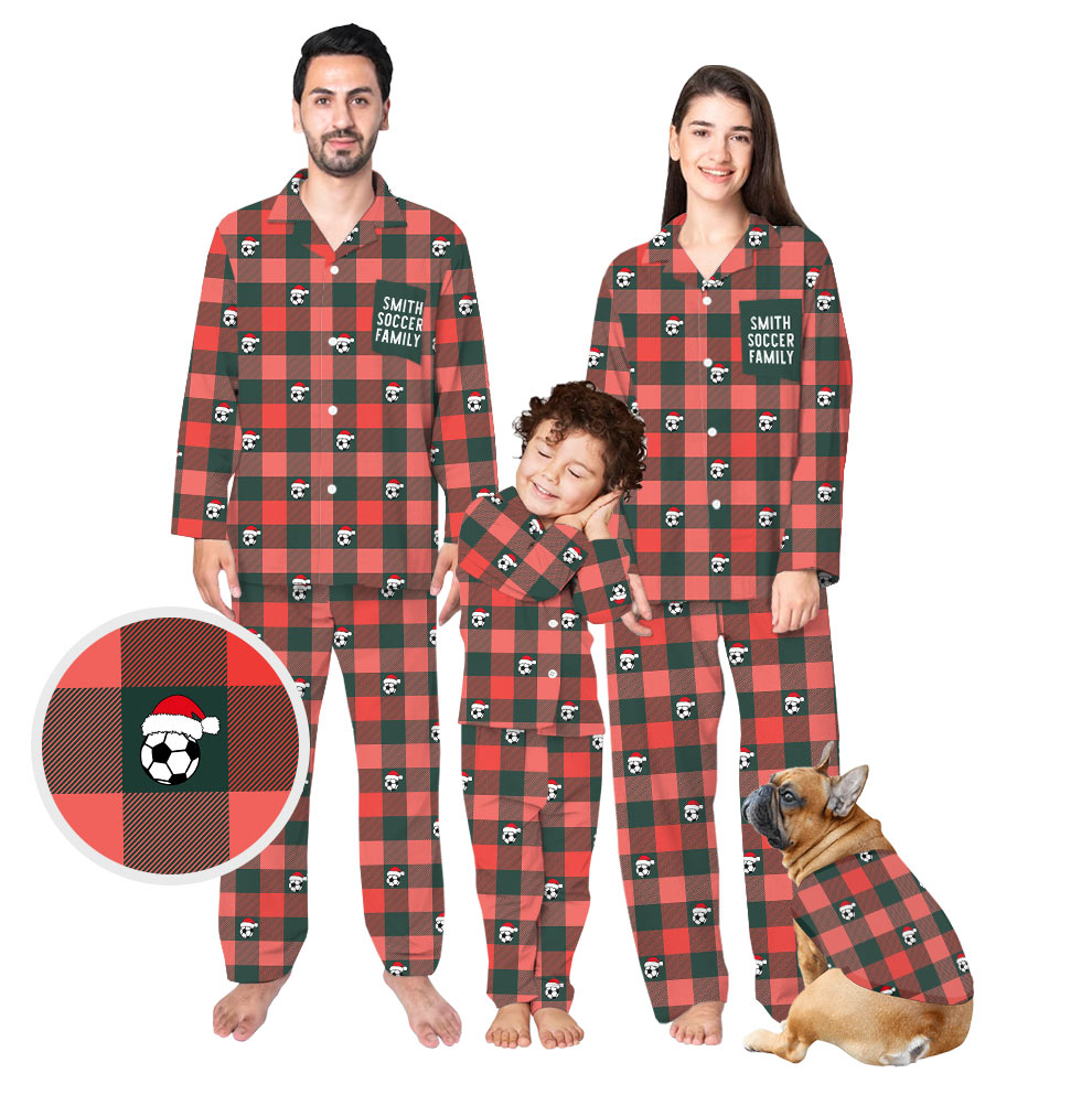 Strong Soccer Plaid Christmas Pajamas Strong Soccer Plaid Christmas Pajamas