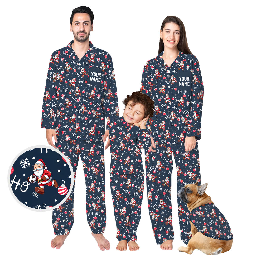 Hilarious Soccer Santa Matching Family Jammies Hilarious Soccer Santa Matching Family Jammies