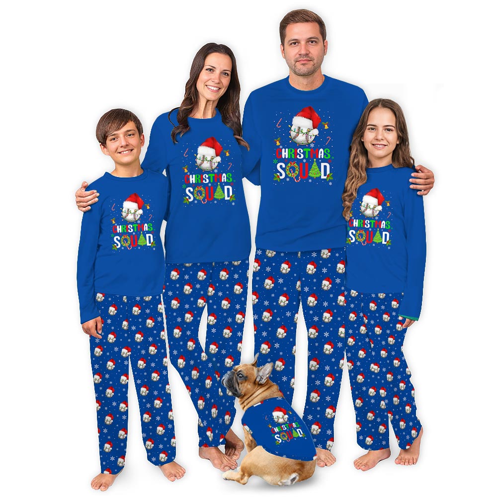 Baseball Christmas Squad Matching Family Pajamas Including Dog Baseball Christmas Squad Matching Family Pajamas Including Dog