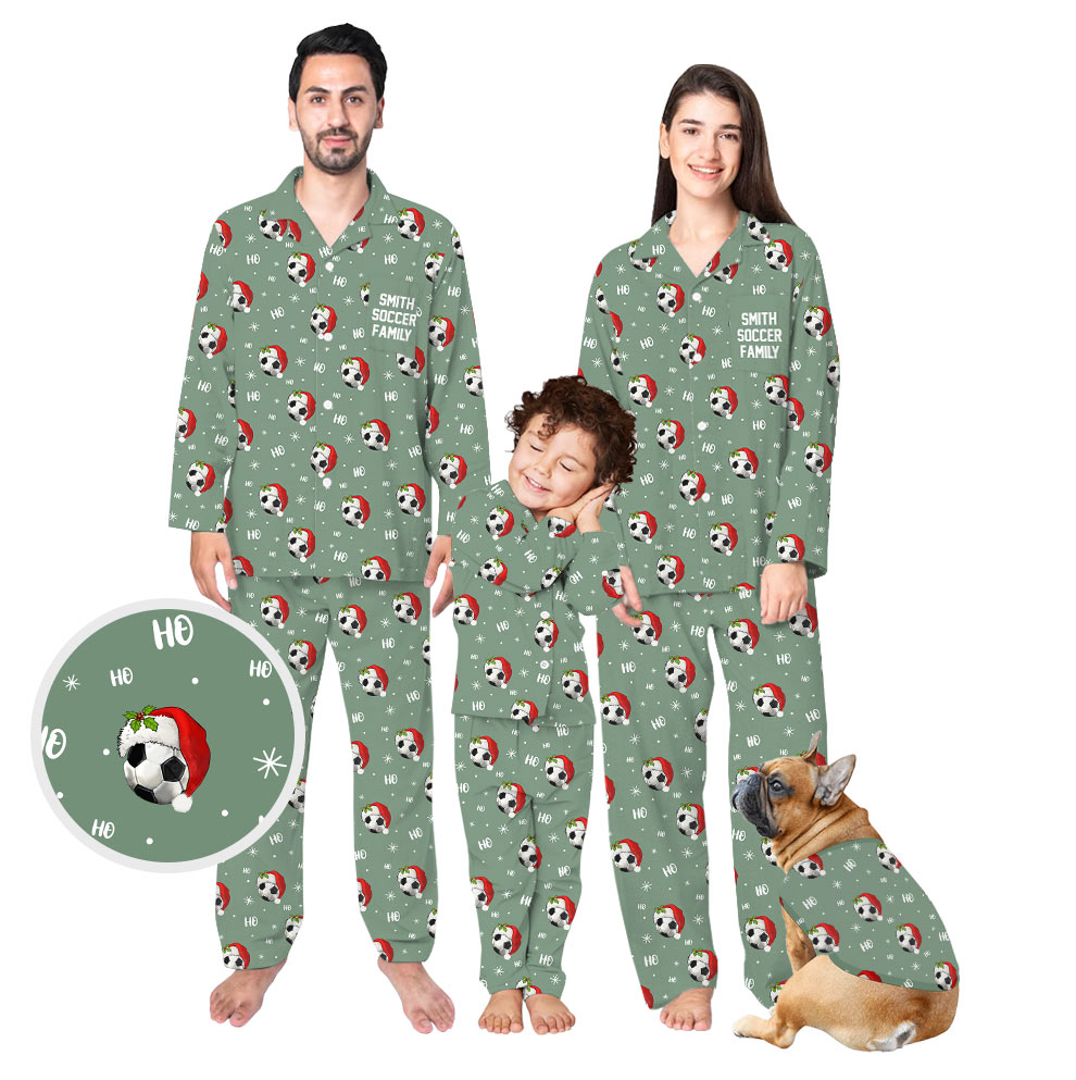 Cool Minty Soccer Christmas Pajamas Matching Dog