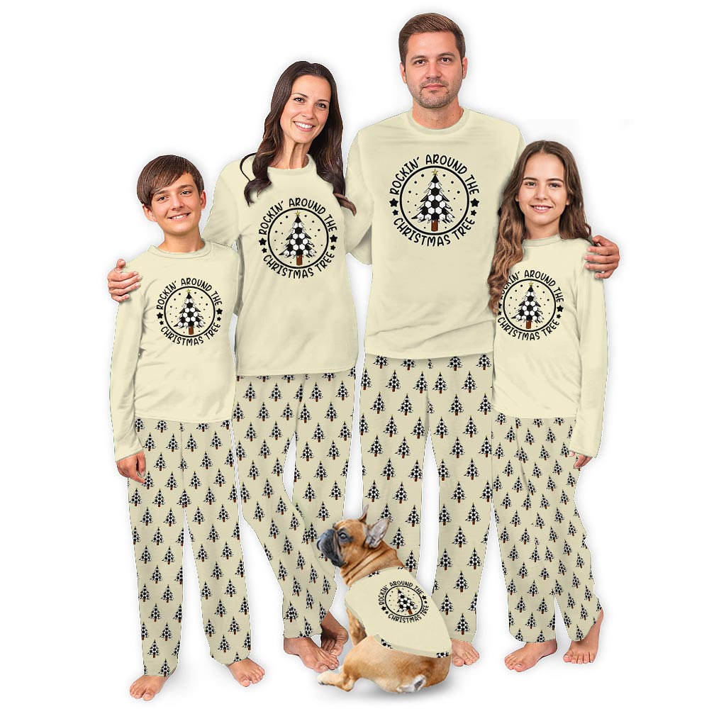 Soccer Tree Design Matching Christmas Pajamas Family With Dog
