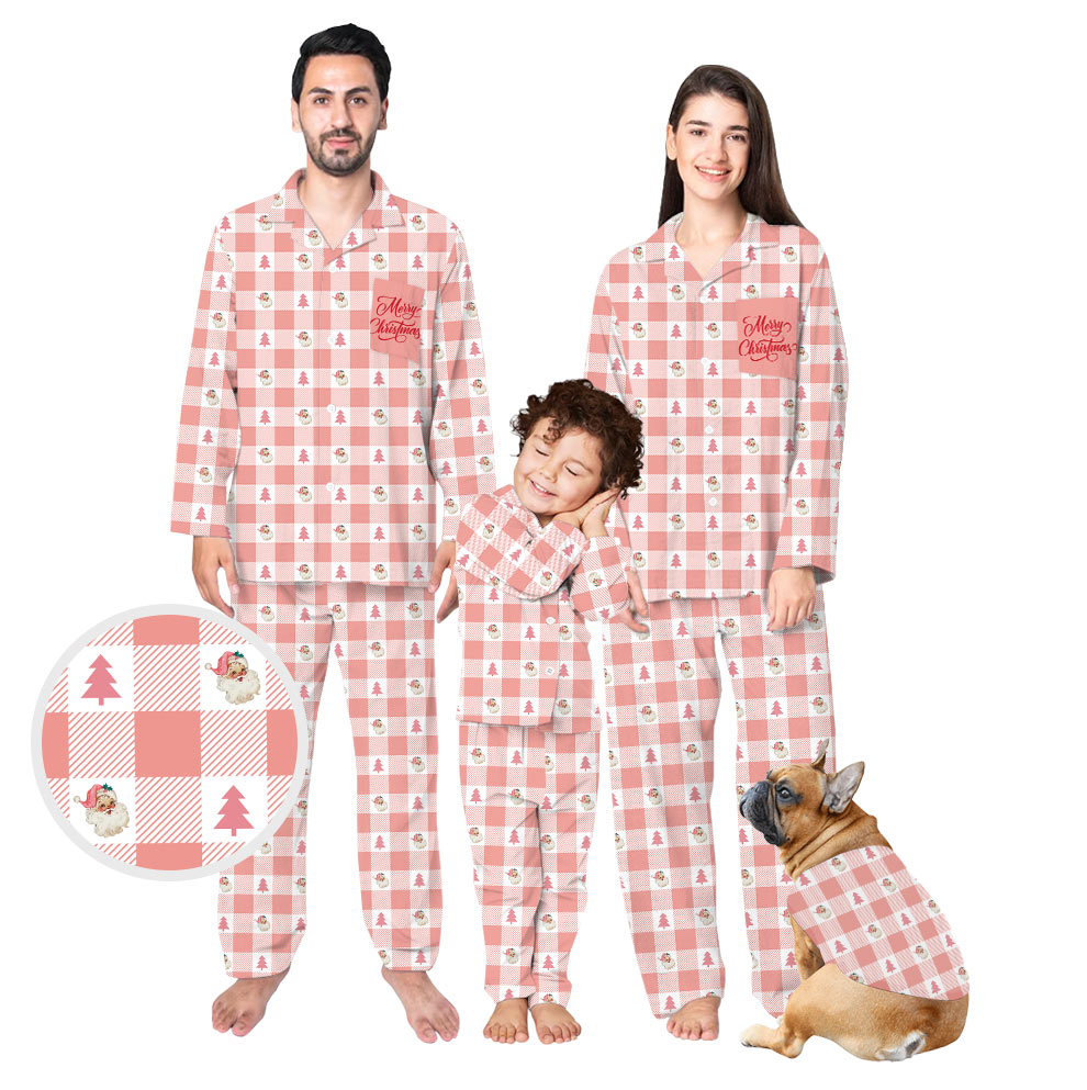 Funny Santa Pink Family Christmas Pajamas