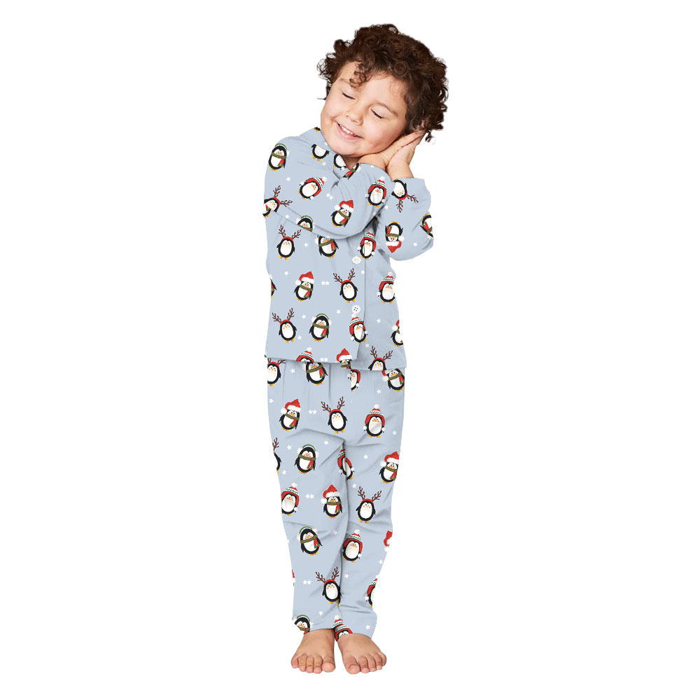 Funny Penguin Family Christmas Pajamas in Lavender Color Funny Penguin Family Christmas Pajamas in Lavender Color