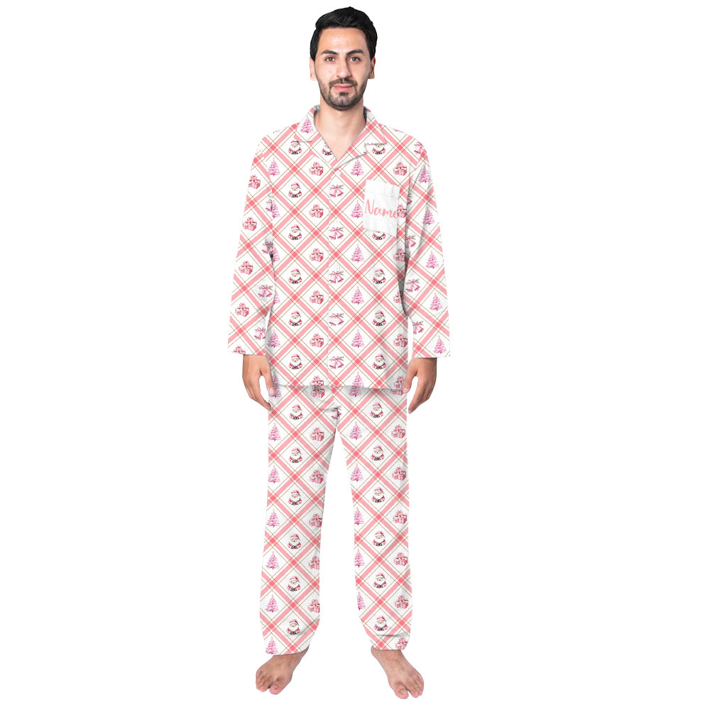 Festive Blush Pink Santa Family Christmas Pajamas Festive Blush Pink Santa Family Christmas Pajamas
