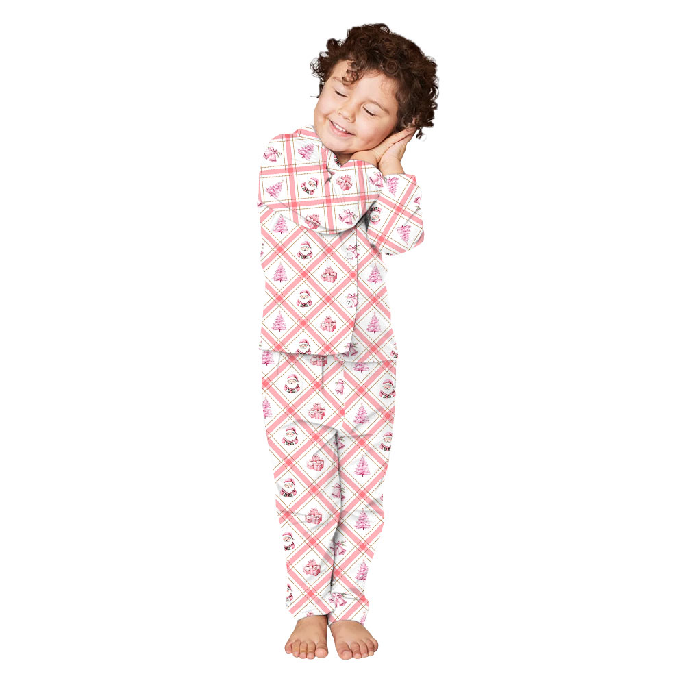 Festive Blush Pink Santa Family Christmas Pajamas Festive Blush Pink Santa Family Christmas Pajamas