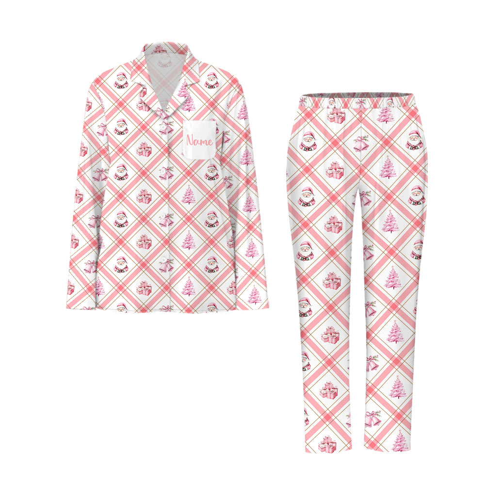 Festive Blush Pink Santa Family Christmas Pajamas Festive Blush Pink Santa Family Christmas Pajamas